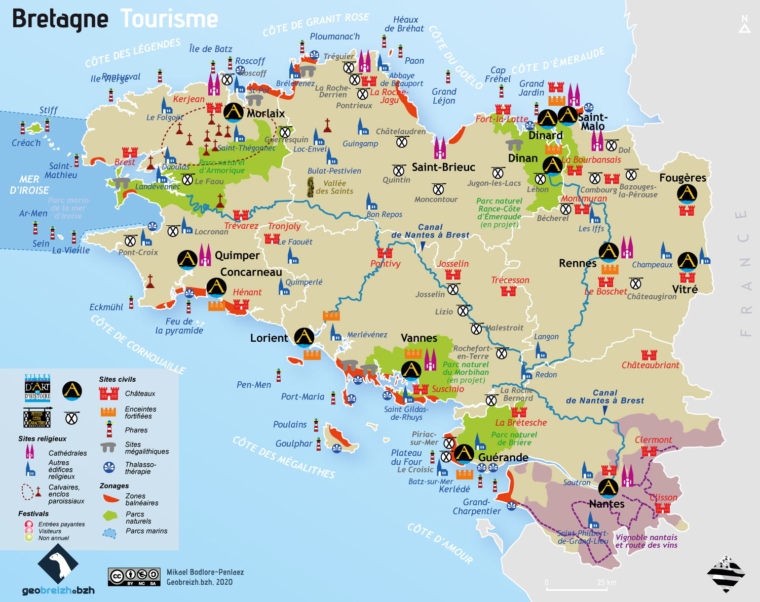 carte bretagne touristique
